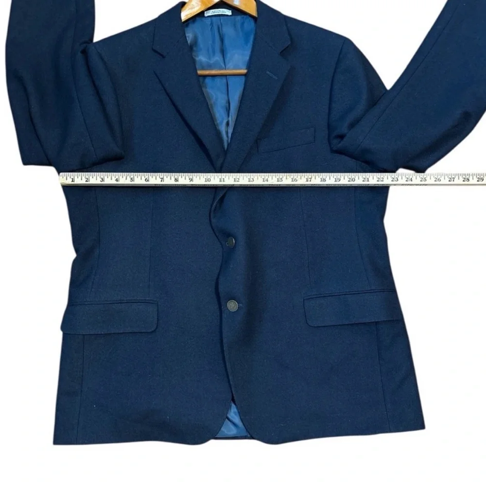 Hickey Freeman Navy Cashmere Silk Blazer Sport Coat 46R St George Gold Buttons